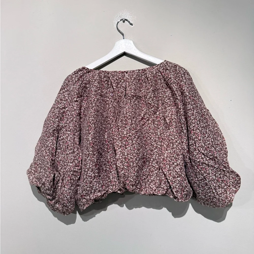 Abercrombie & Fitch floral crop top Peasant Boho Women M spring summer - Picture 8 of 9